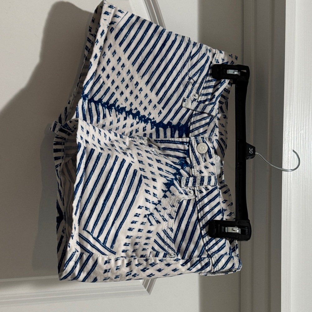 Blue and White Striped Shorts